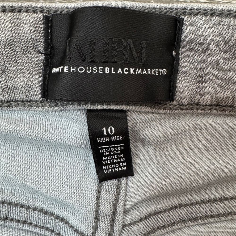 WHBM high rise straight gray denim silver metallic size 10 women - Picture 3 of 8